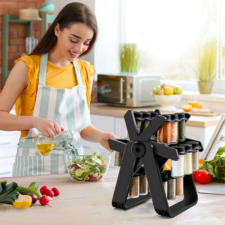 360 Rotating Spice Rack, 18PCS Jar Kitchen Spice Organizer, Seasoning Organizer